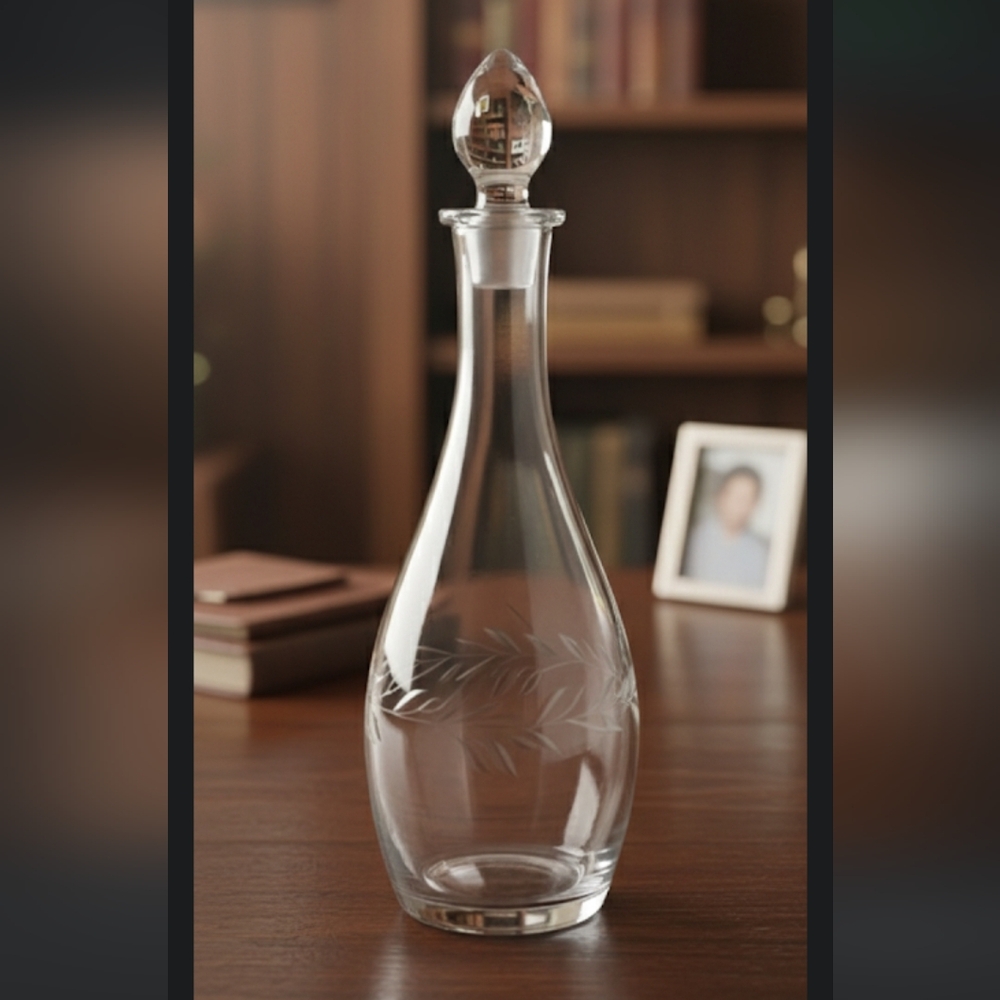 EUC Wine Decanter With Grapevine Etching